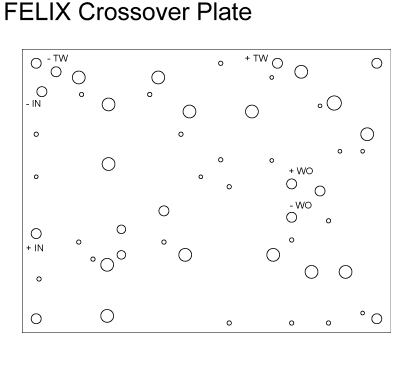 Crossover plate cuts drawing. Mundorf, Jantzen, MOX Metalized Resistors