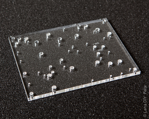 Crossover plate in plexiglass. Mundorf, Jantzen, MOX Metalized Resistors